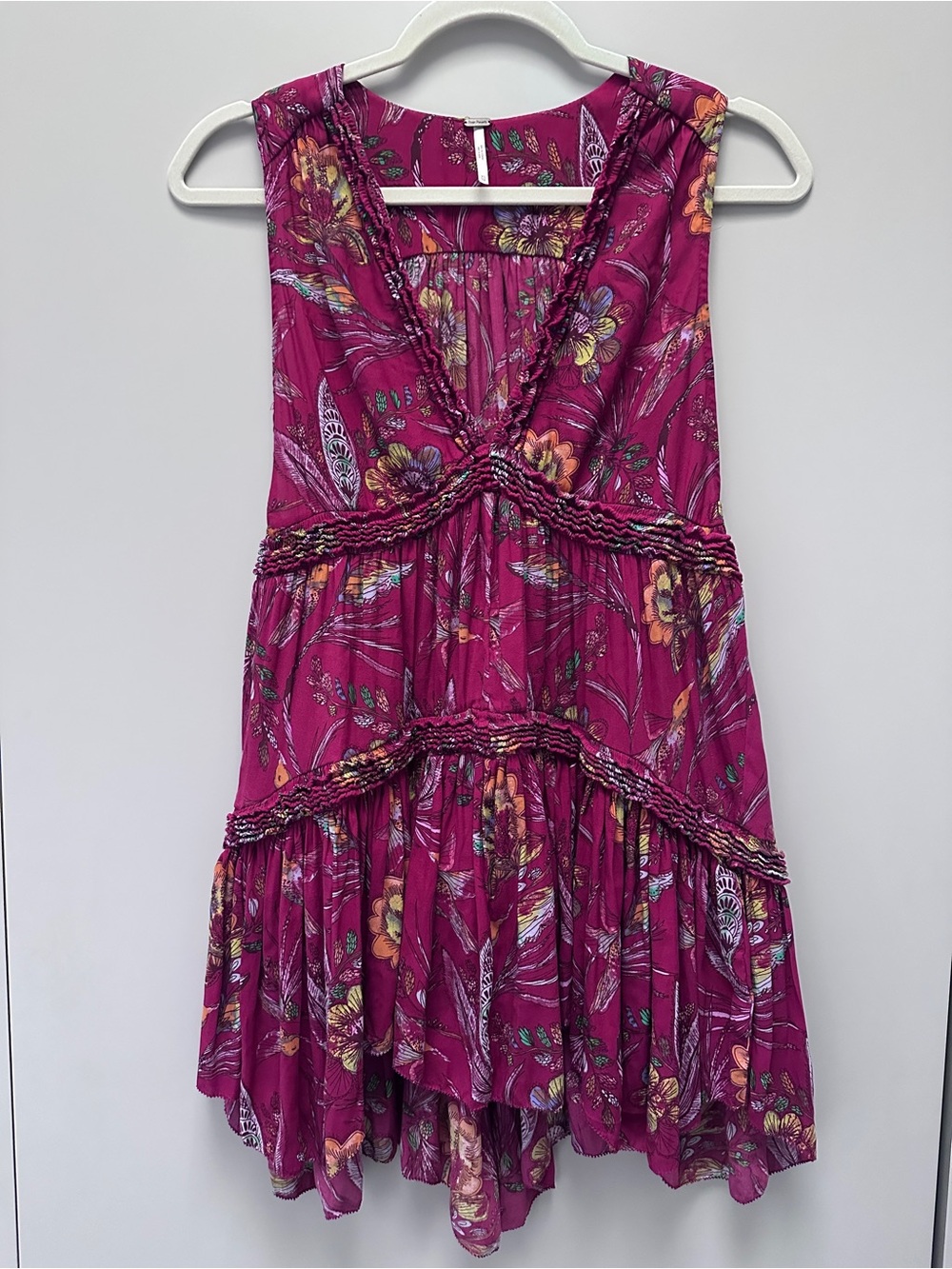 Free People Red Hummingbird Tiered Tank - XS